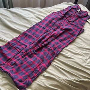 Plaid long maxi dress vest
